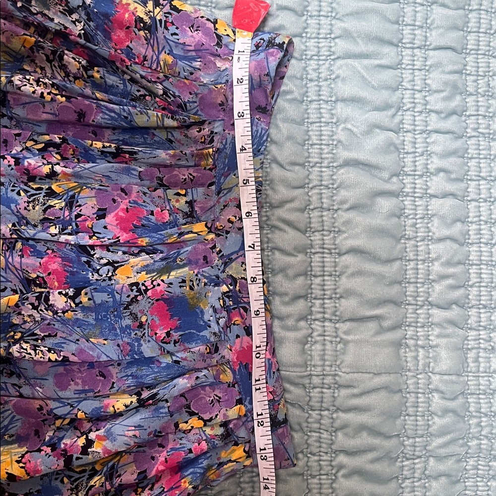 Vintage CODE 7 Floral Abstract Pleated MIDI Skirt•27”Waist•Pockets - Picture 7 of 8
